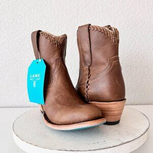 Lane PLAIN JANE PJ Bootie Womens 6.5 Brown Short Cowboy Boots Cowgirl Ankle Boot